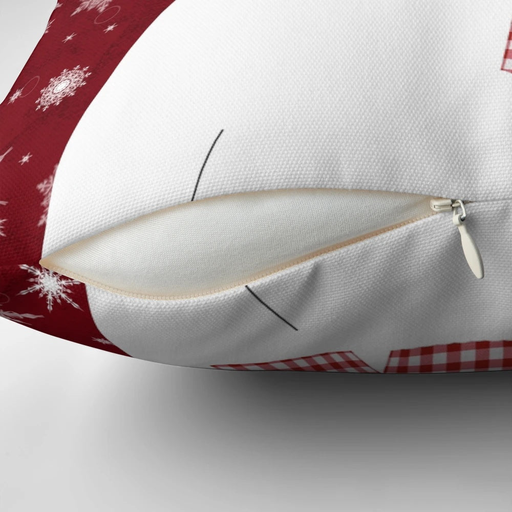 Fluffy white and red Christmas polar bear decorative pillow