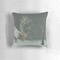 Soft, plush Christmas pillow featuring a whimsical reindeer design, perfect for holiday home decor.