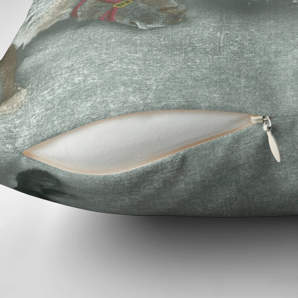 Soft, plush Christmas pillow featuring a whimsical reindeer design, perfect for holiday home decor.