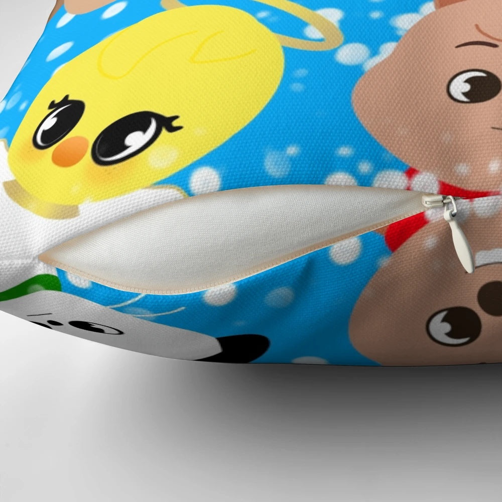 Soft, cuddly Christmas Skzoo plush pillow featuring the beloved Stray Kids characters