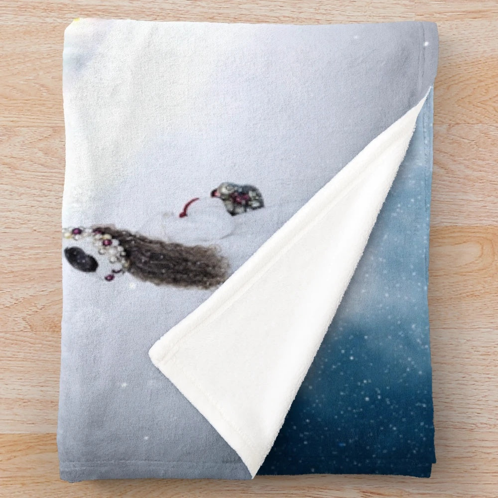 Cozy Christmas train-themed plush blanket