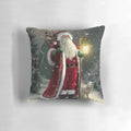 A plush, festive pillow featuring a jolly Santa Claus design, perfect for holiday travel and snuggling.