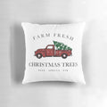 Vintage Christmas tree farm truck pillow with rustic farmhouse design