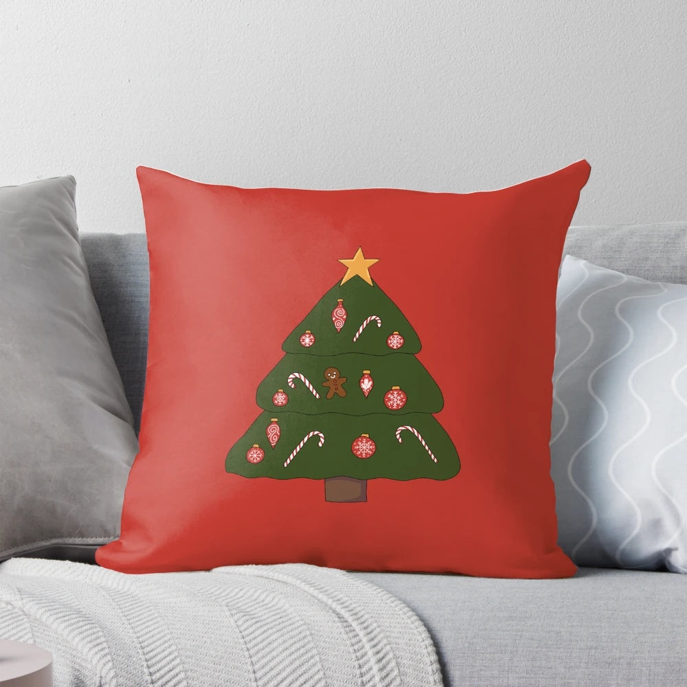 Soft, plush Christmas tree pillow with festive holiday design