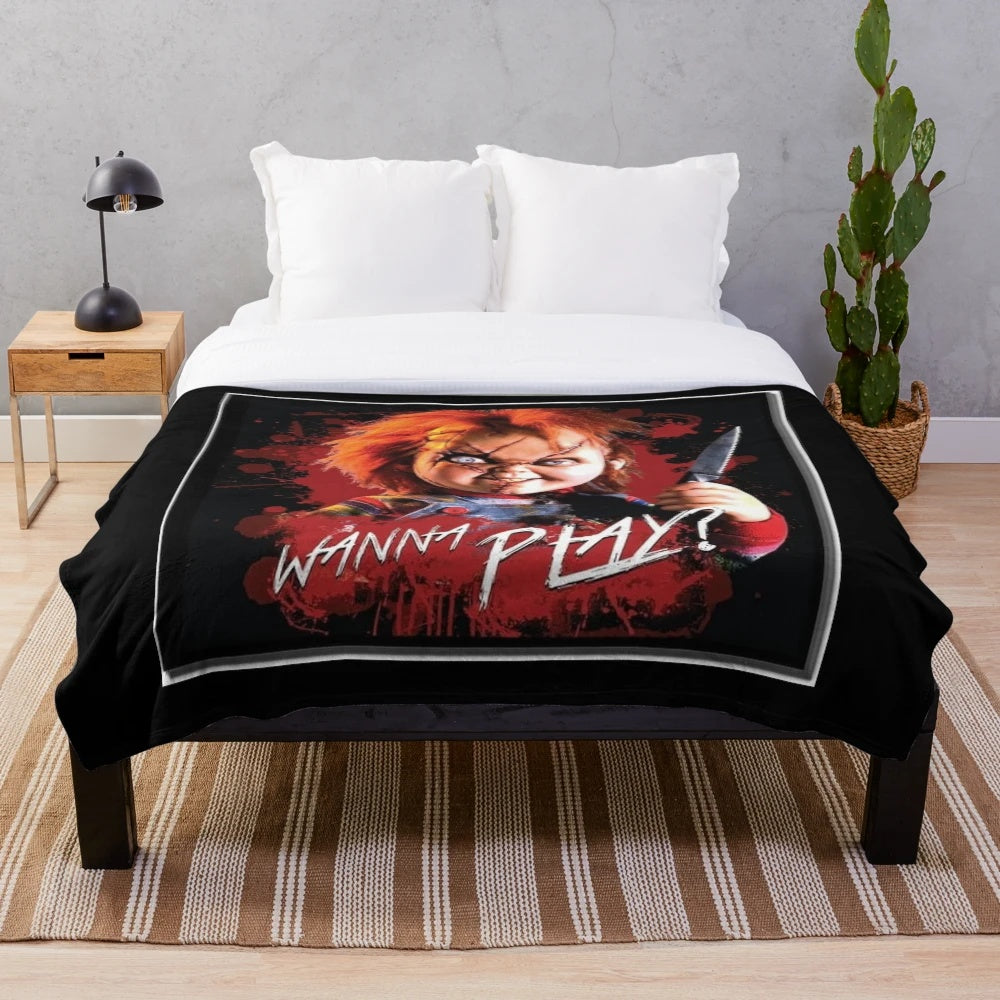 Game of Chucky Plush Blanket with Chucky Doll Character