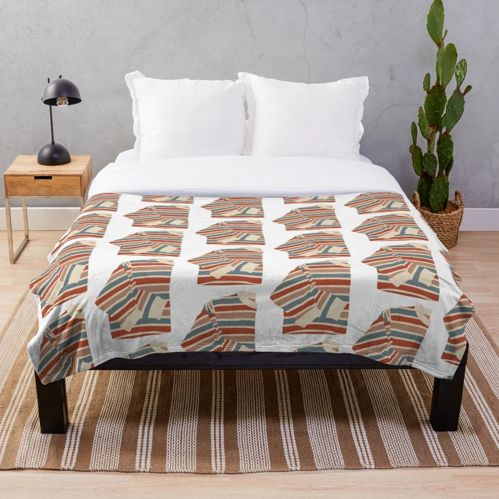 Cozy chunky knit striped plush blanket