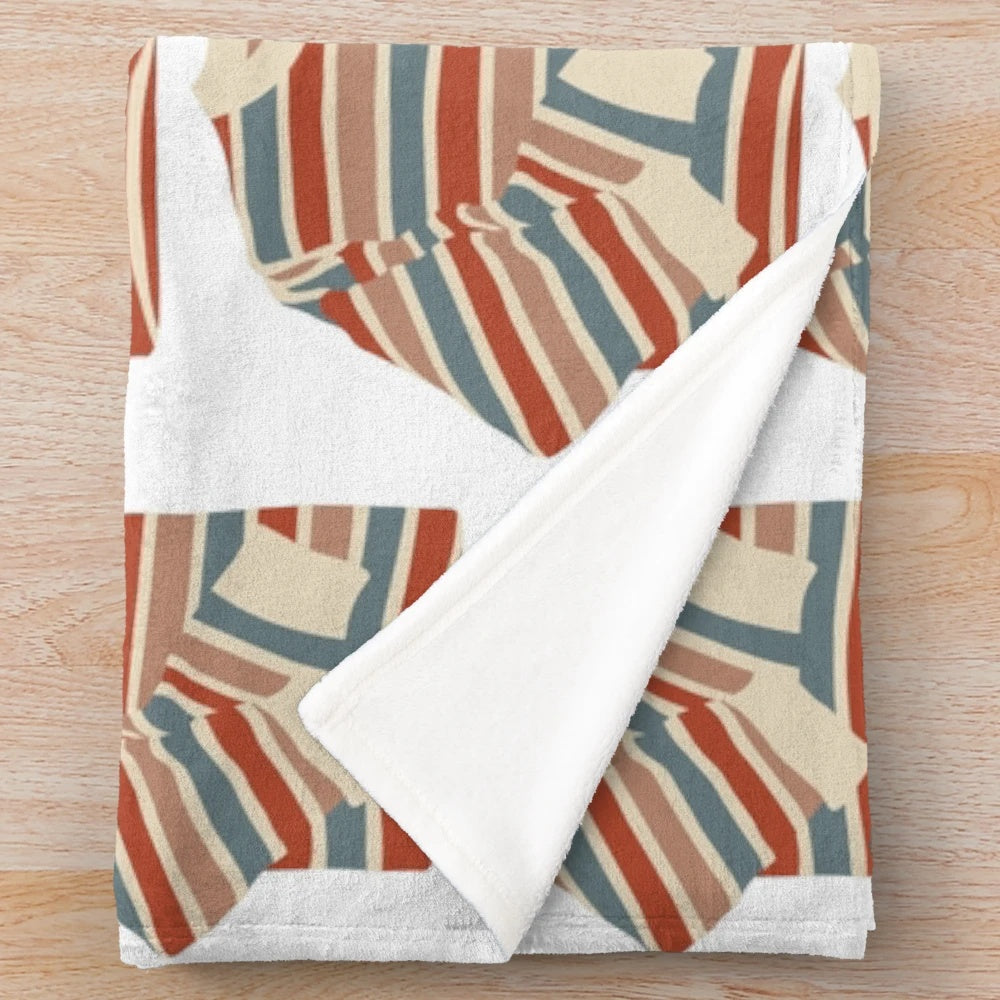 Cozy chunky knit striped plush blanket