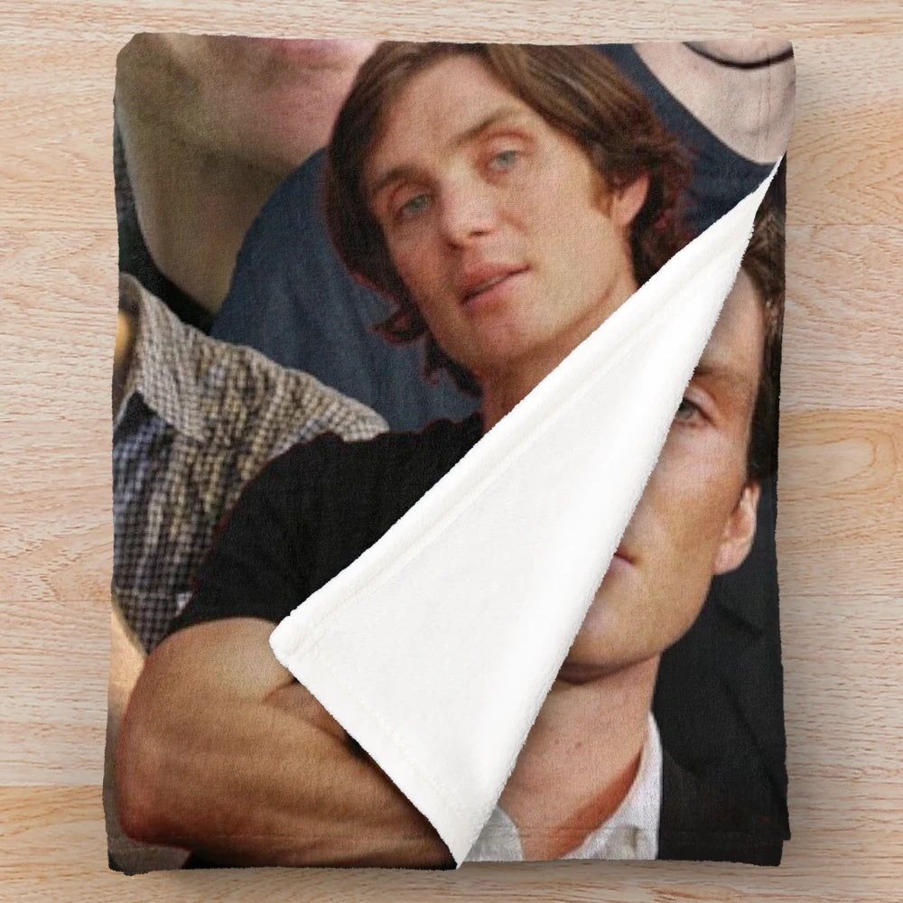 Cillian Murphy photo collage printed on a soft, plush blanket