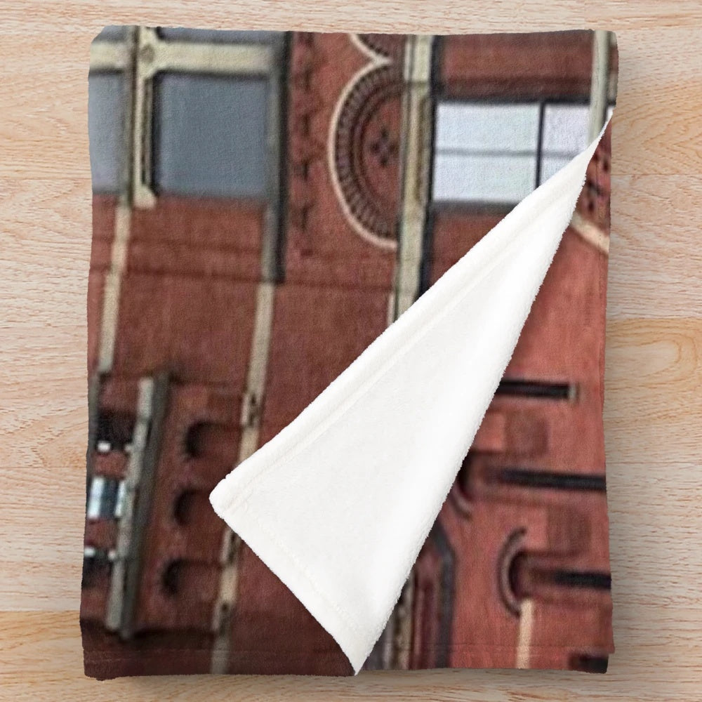 Cincinnati Music Hall inspired plush blanket with architectural details
