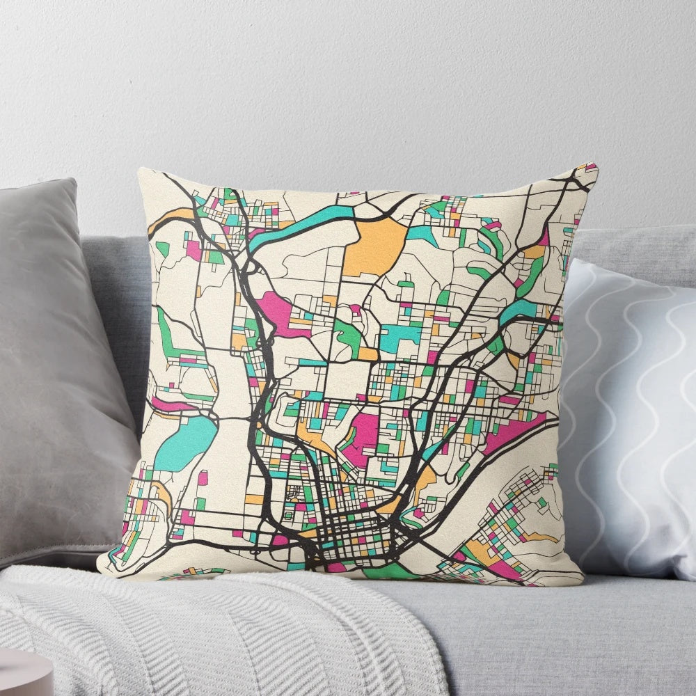 Cincinnati, Ohio street map printed on a soft, comfortable pillow for home or office decor.