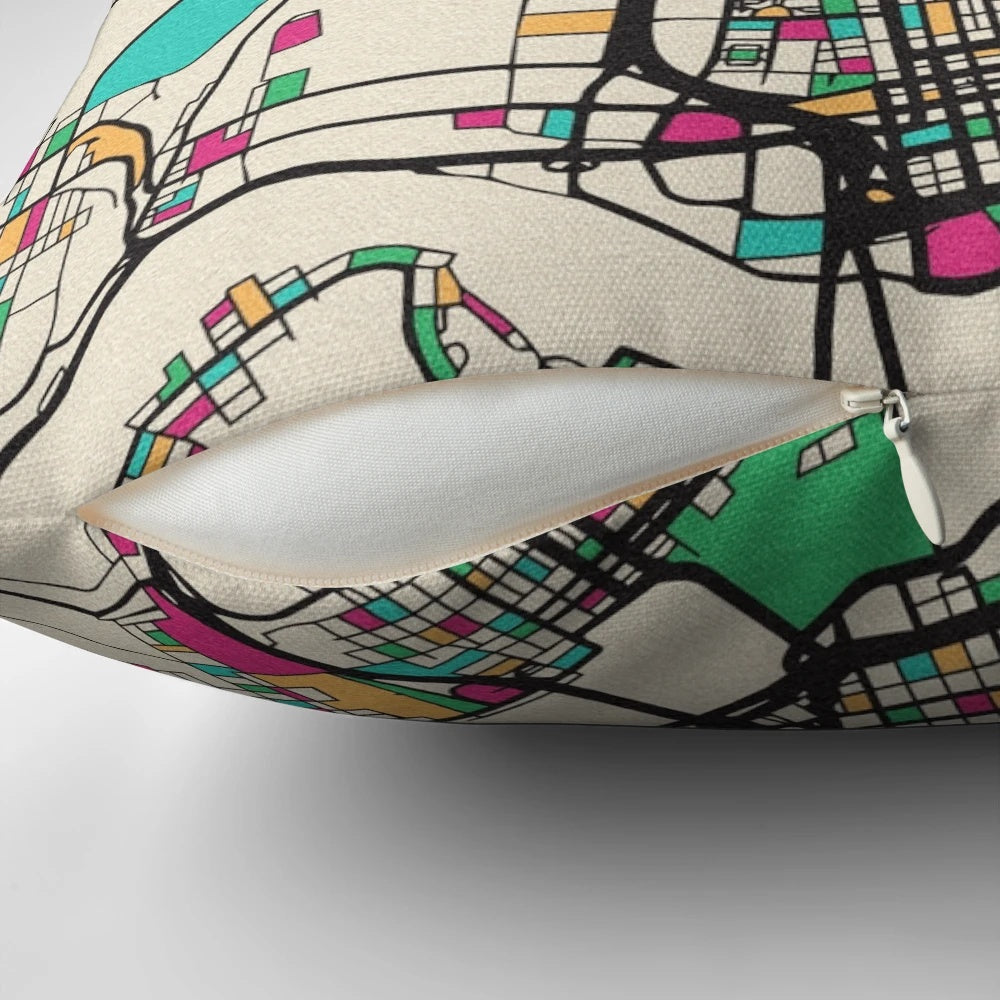 Cincinnati, Ohio street map printed on a soft, comfortable pillow for home or office decor.