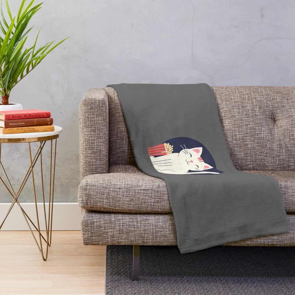 Cozy cinema-themed cat plush blanket