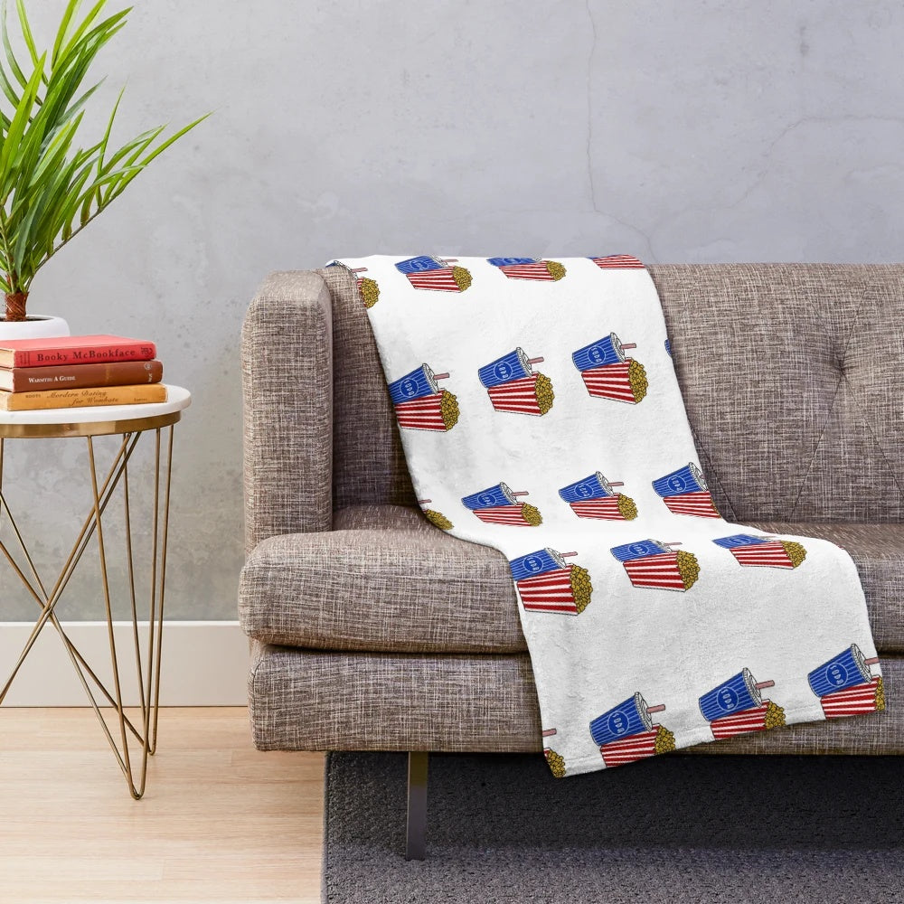 Plush blanket with cinema and movie theme design