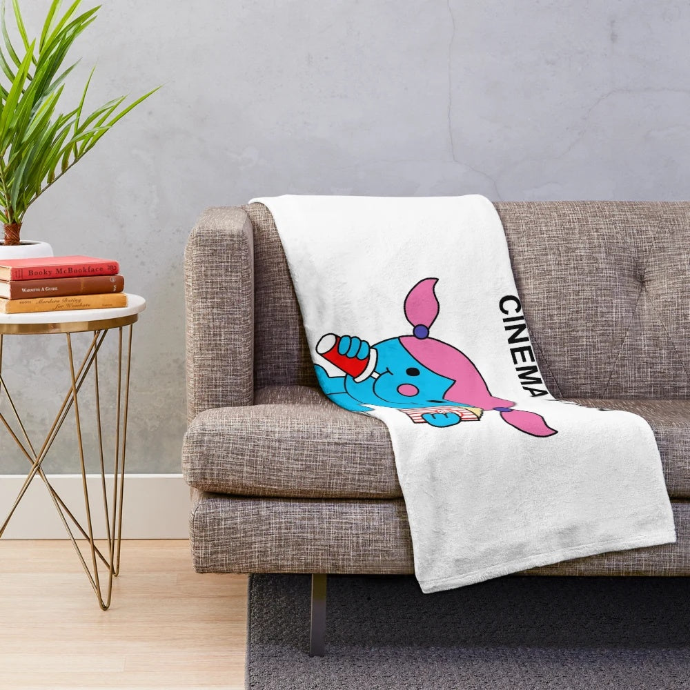 Little miss cinema fan plush blanket featuring a movie popcorn design