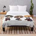 Plush blanket featuring movie heroes and film characters