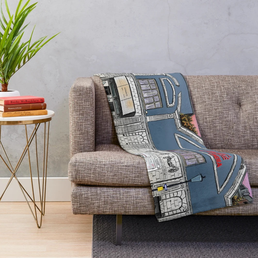 Plush blanket featuring London's iconic cinema and architectural elements