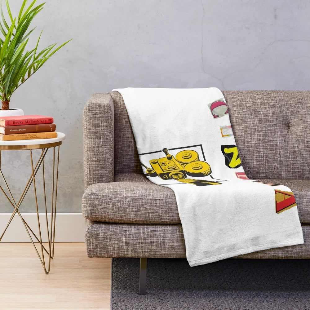 Cinematic plush blanket with movie-themed design