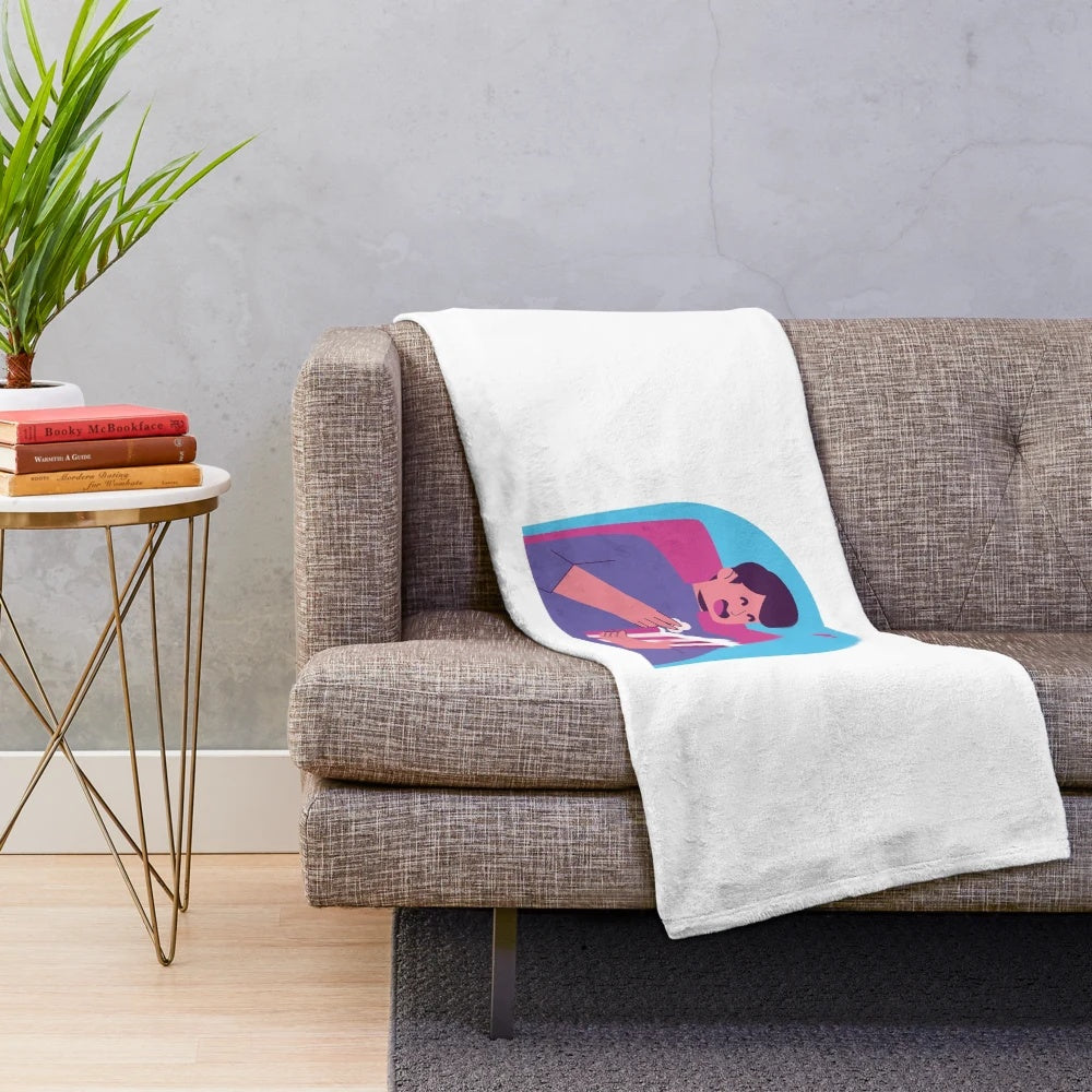 Cinema-themed plush blanket with popcorn and red accents