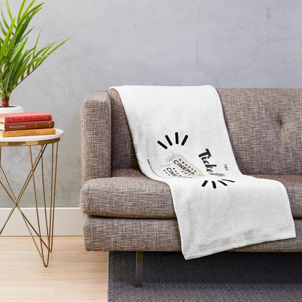 Plush blanket featuring a cinema/movie ticket design