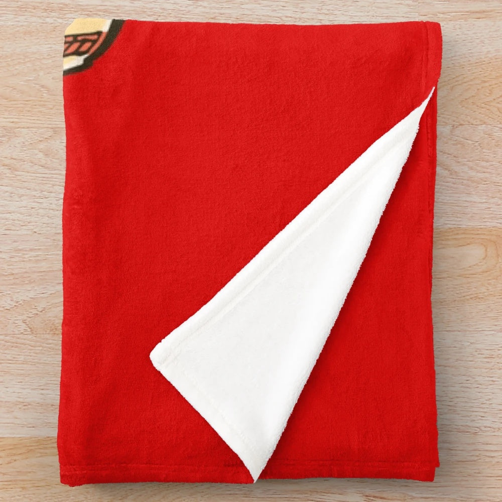 Plush blanket featuring an illustration of cinema popcorn and soda