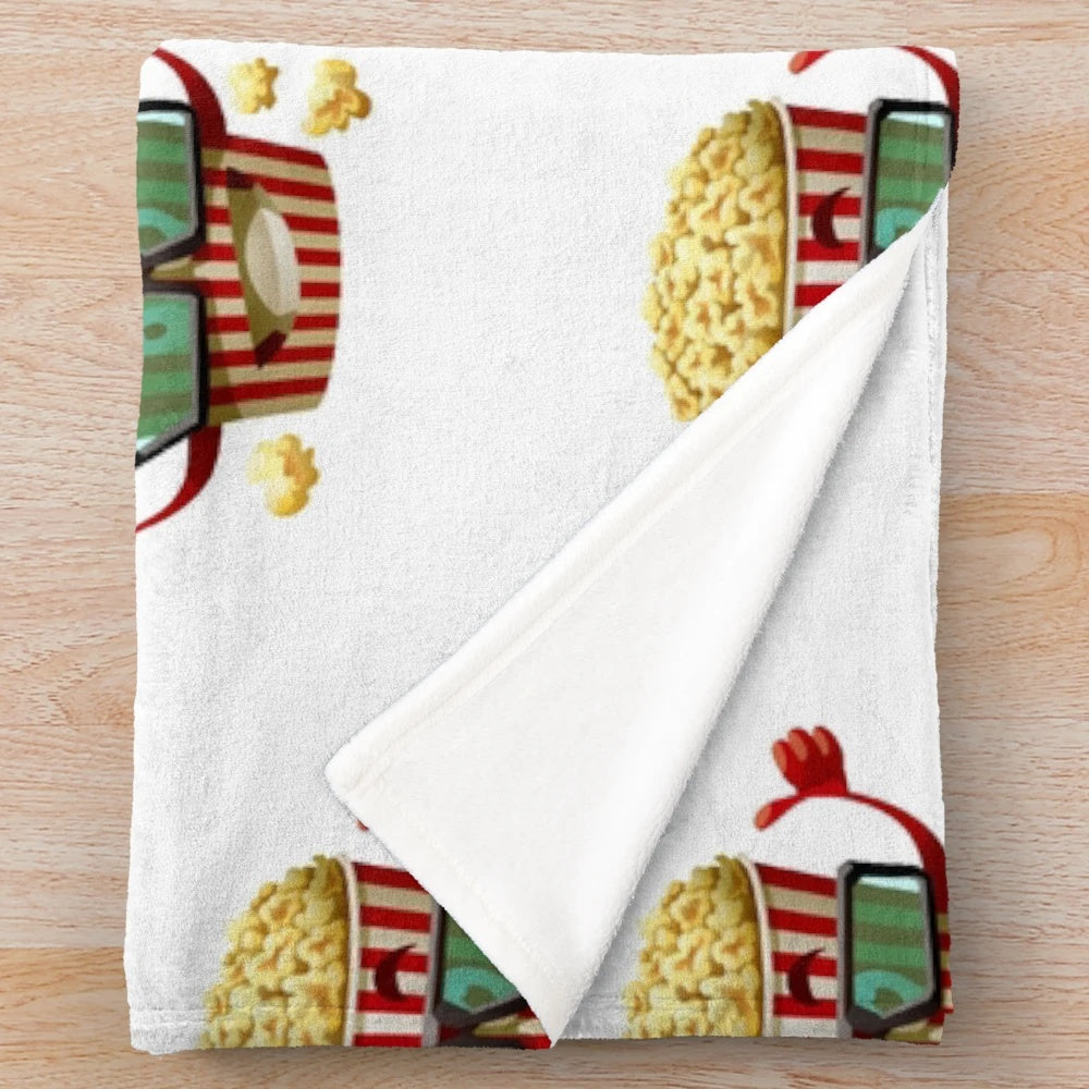 Plush blanket featuring a vintage cinema-inspired popcorn pattern design
