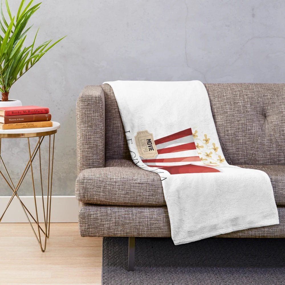 Cinema-inspired popcorn plush blanket