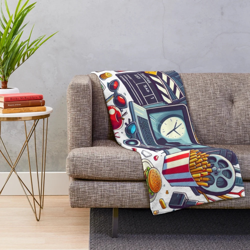 Cozy cinema log plush blanket for movie lovers