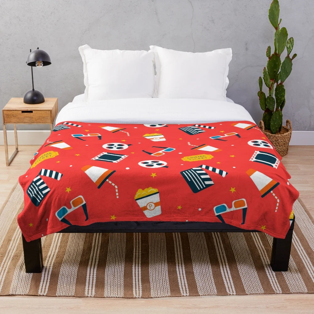 Cinema lover pattern plush blanket