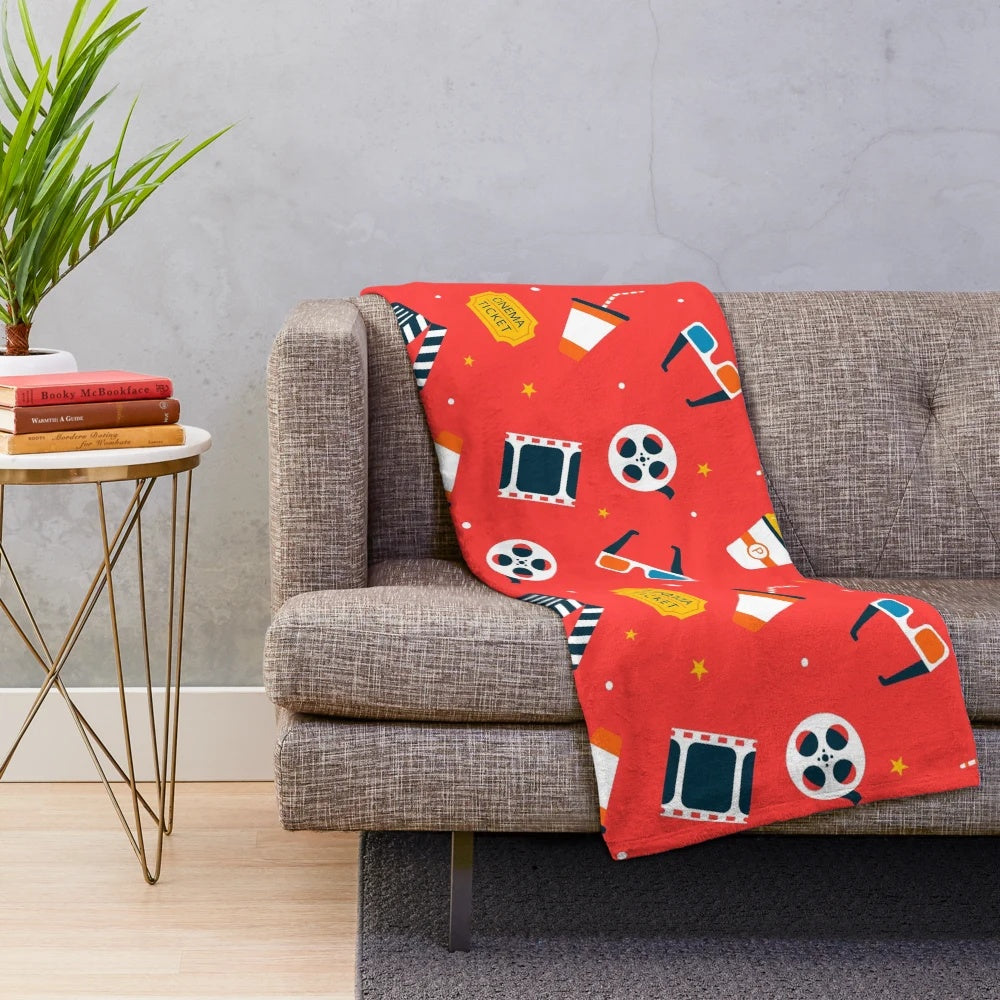 Cinema lover pattern plush blanket