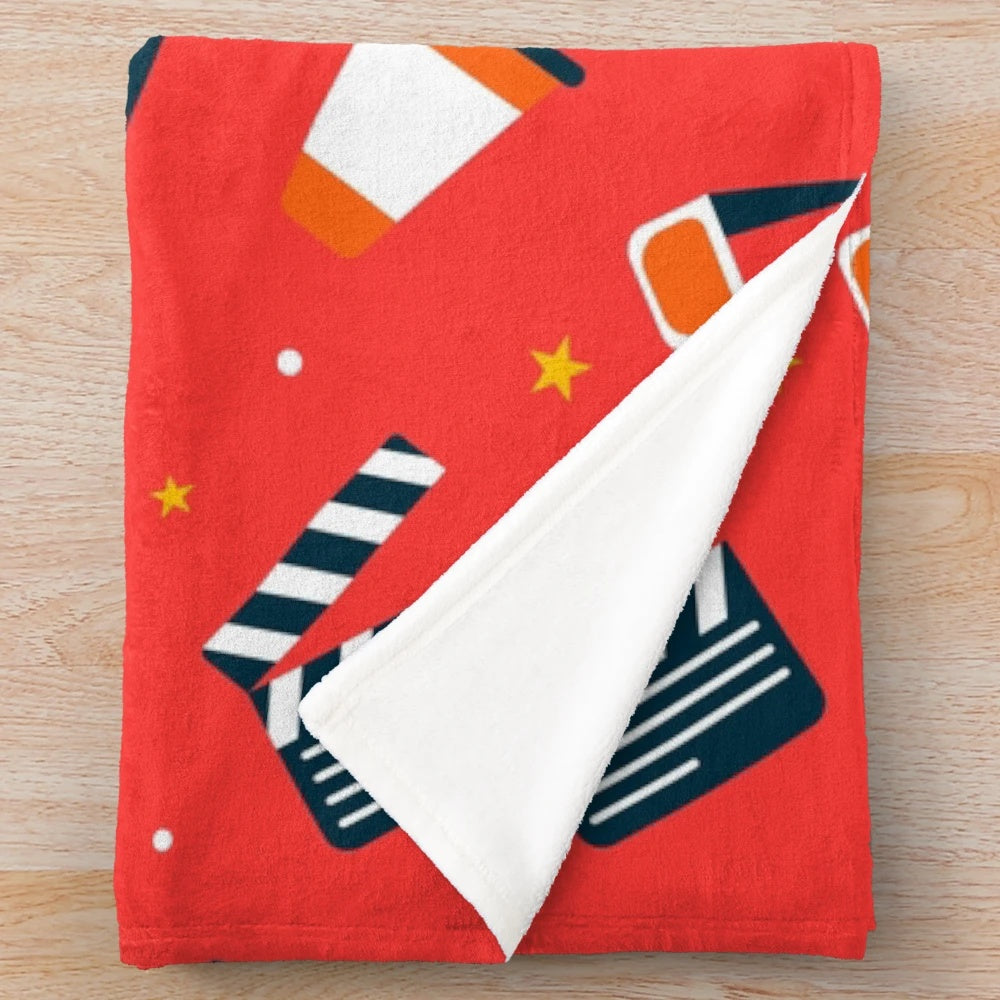 Cinema lover pattern plush blanket