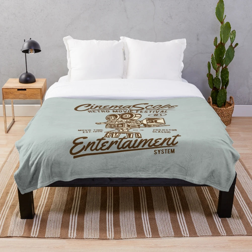 Cozy plush blanket featuring a cinema lover's design