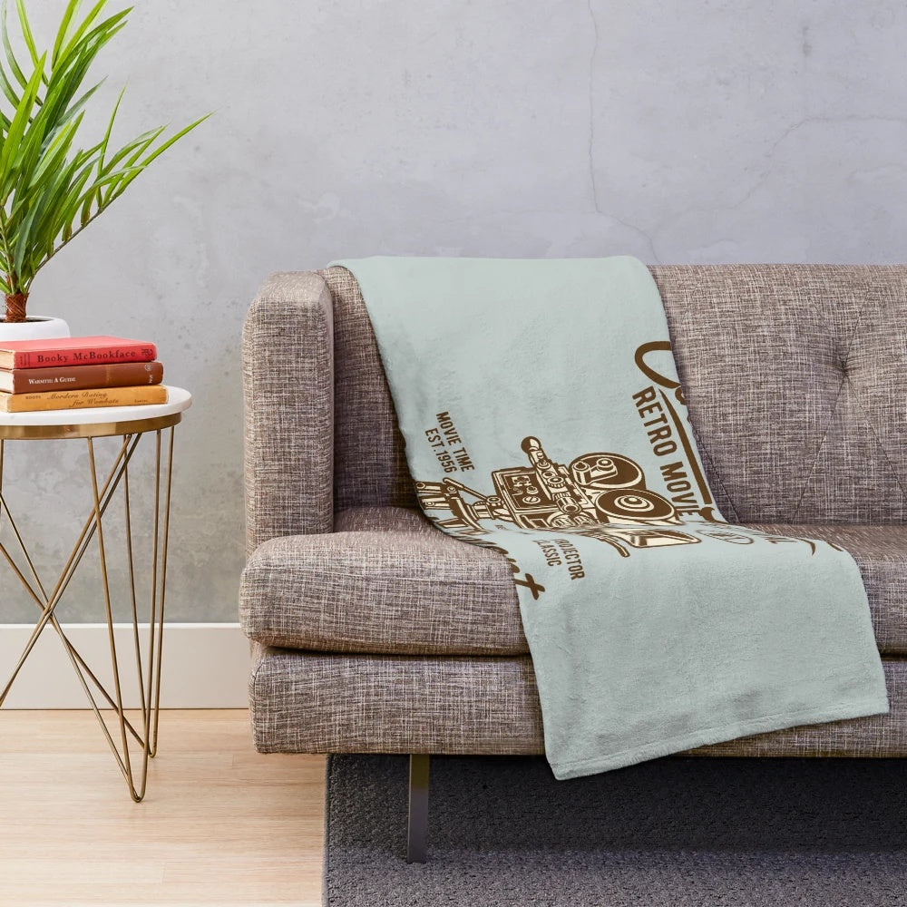 Cozy plush blanket featuring a cinema lover's design