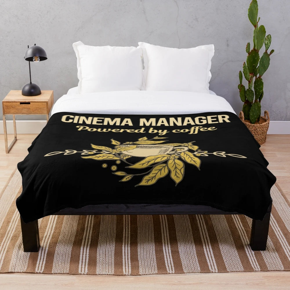 Cozy cinema manager plush blanket with coffee design