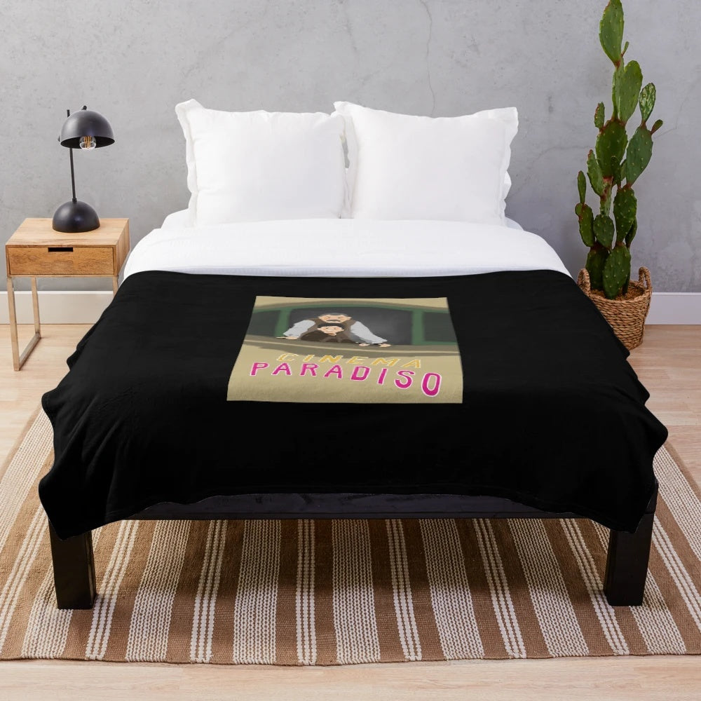 Cinema Paradiso inspired plush blanket with a soft, cozy scoop design
