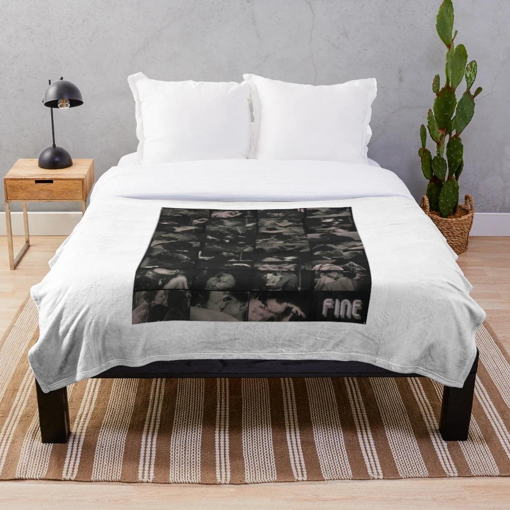 Cinema Paradiso plush blanket featuring the iconic movie's censored kissing montage