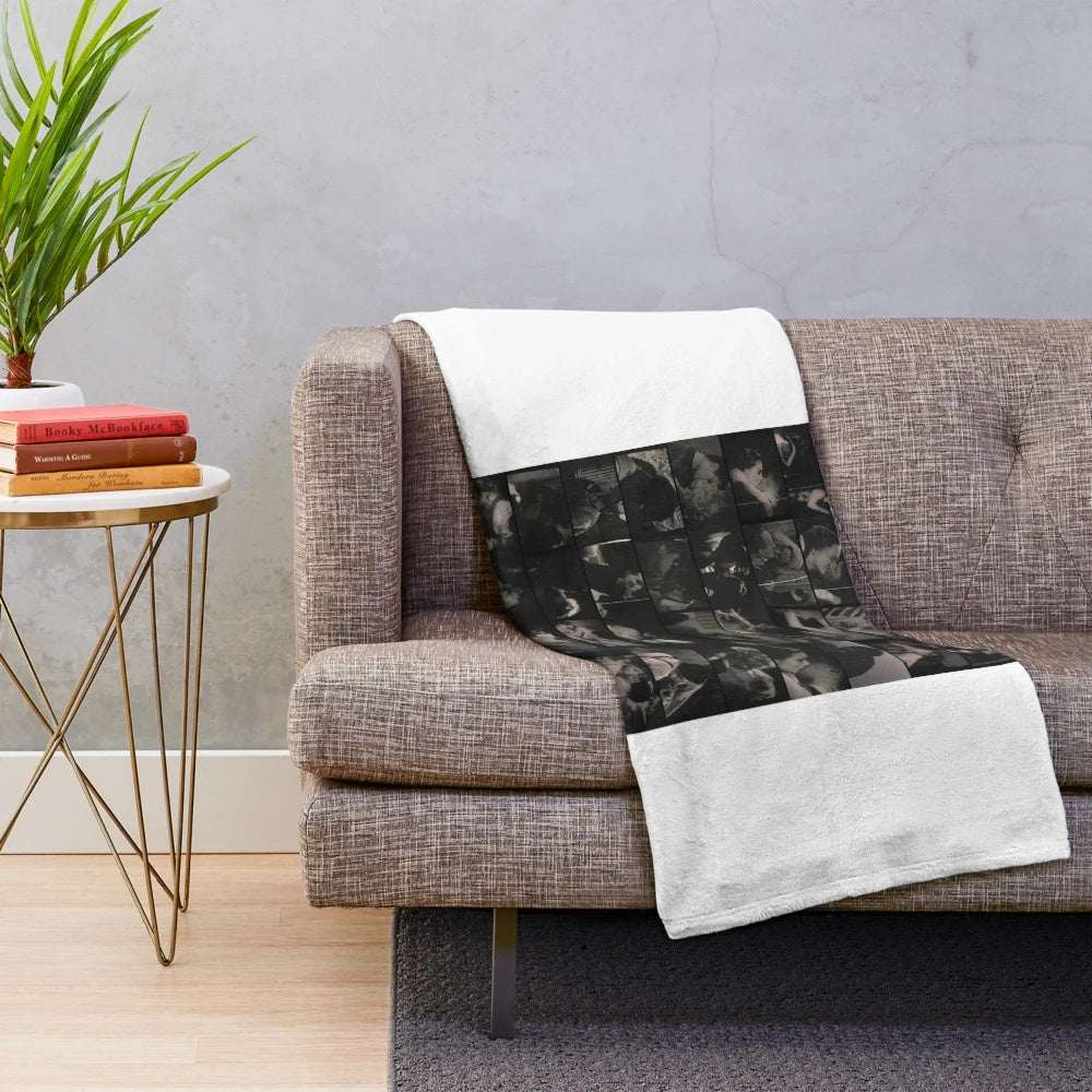 Cinema Paradiso plush blanket featuring the iconic movie's censored kissing montage