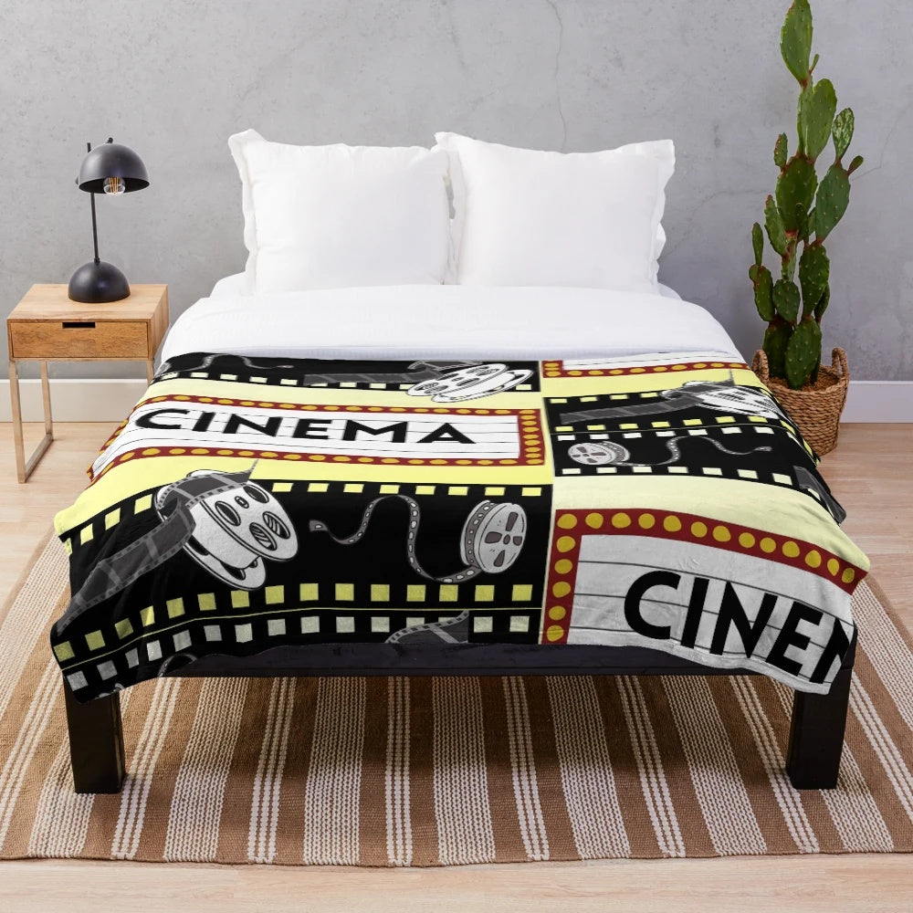 Soft and cozy cinema-themed plush blanket