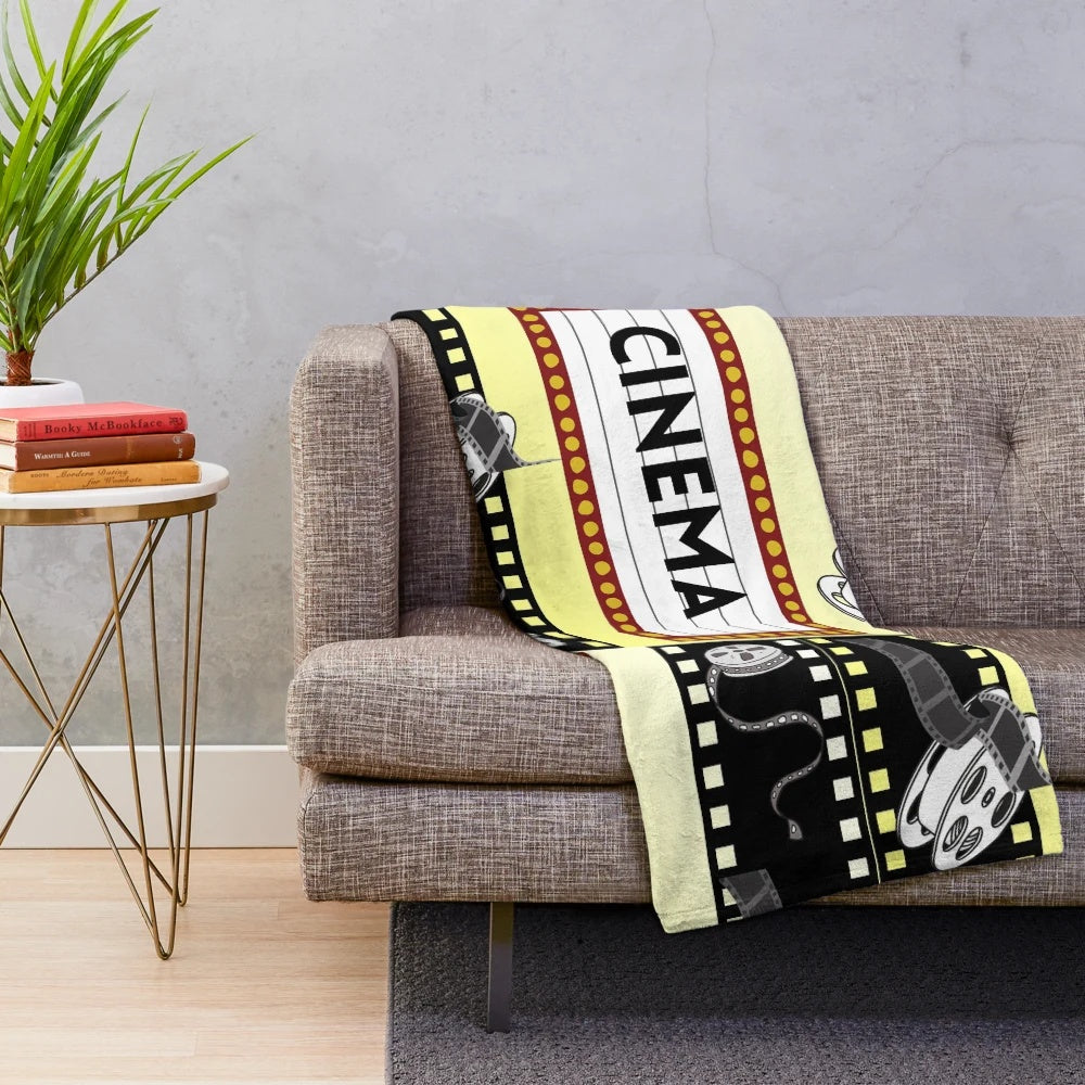 Soft and cozy cinema-themed plush blanket