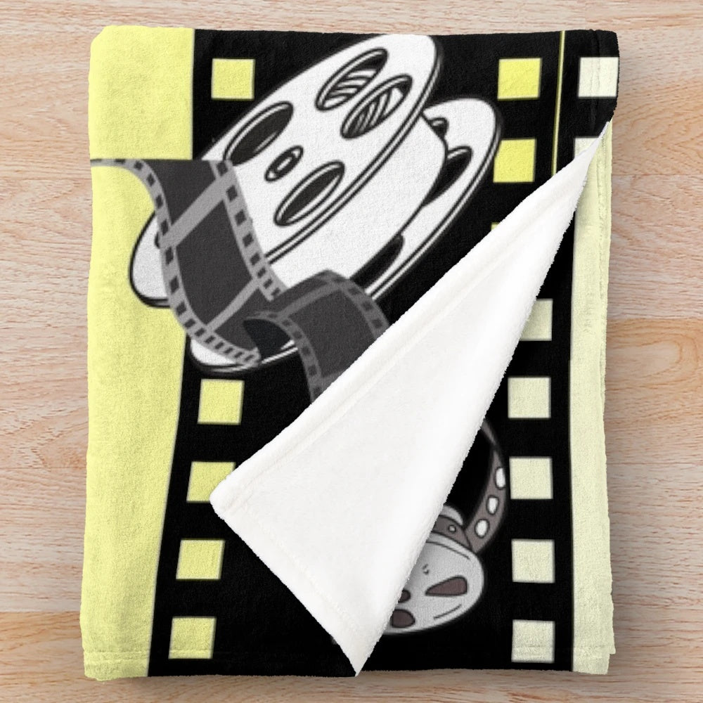 Soft and cozy cinema-themed plush blanket