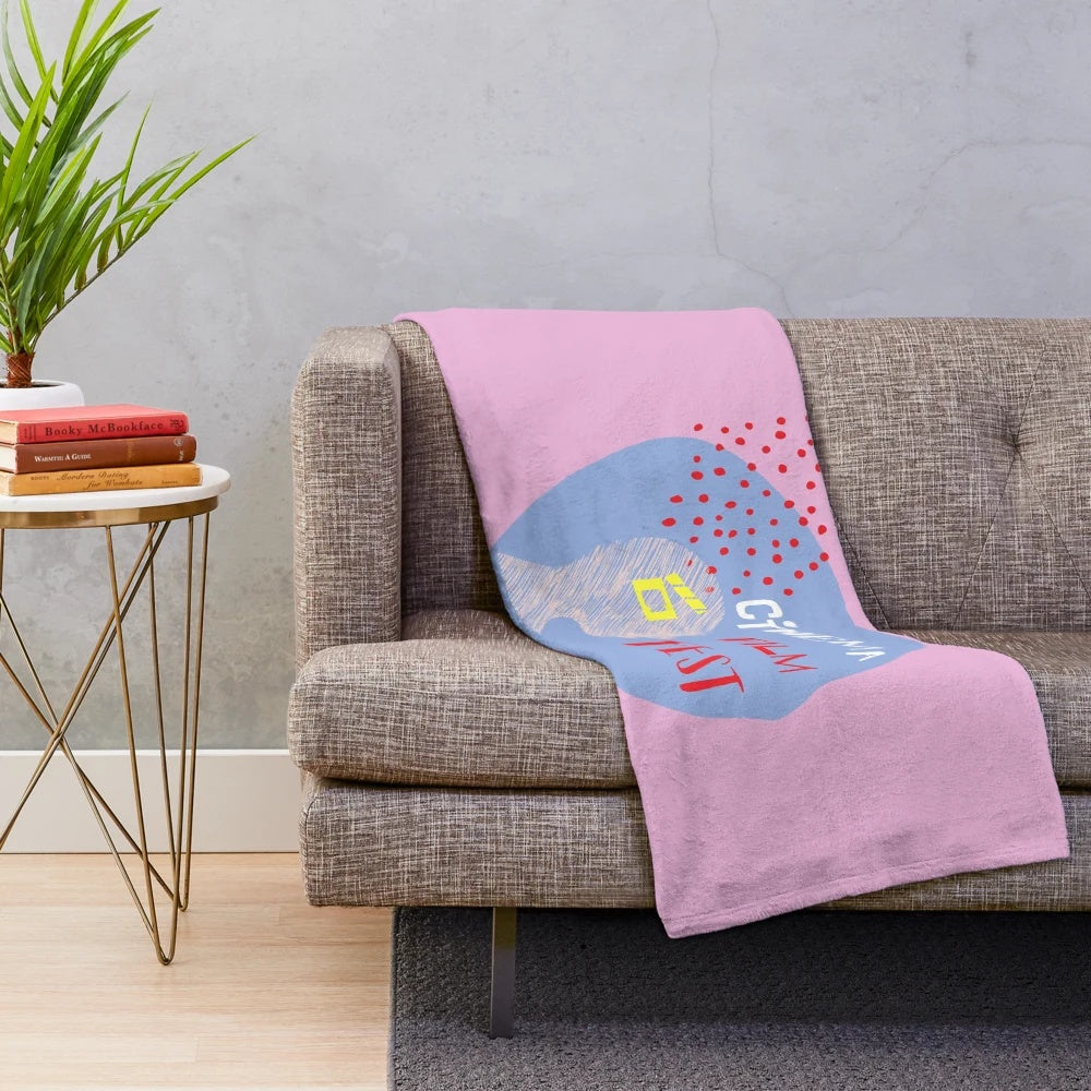 Cozy plush blanket featuring a cinema film festival design