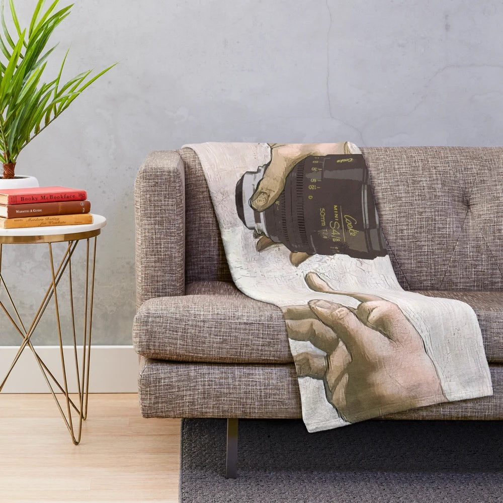 Cozy plush blanket featuring classic cinema elements