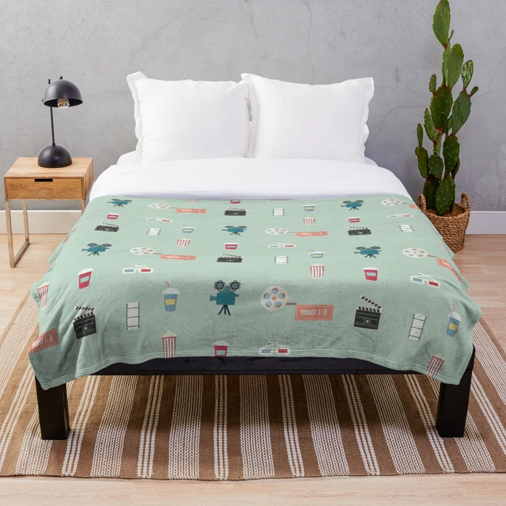 Cinema-themed plush blanket for movie lovers