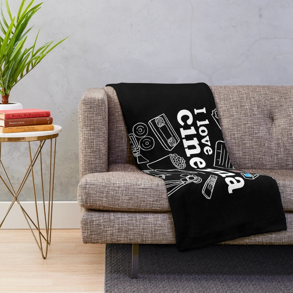 Plush cinema-themed blanket for movie enthusiasts