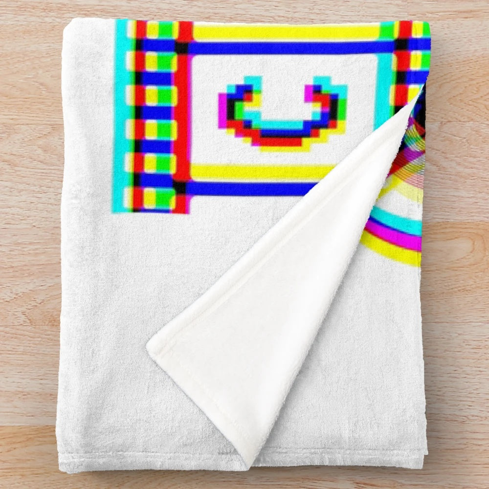 Plush blanket with cinema, movie, and film related graphics and icons
