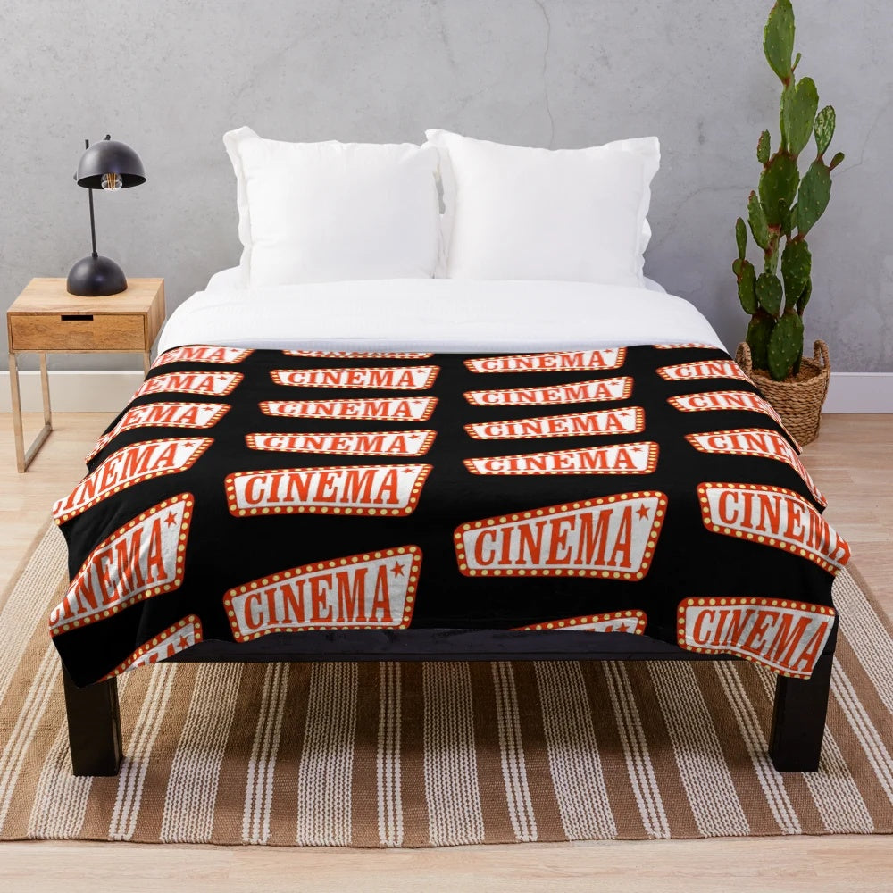 Cozy cinema-inspired plush blanket for a movie night