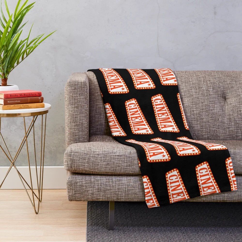 Cozy cinema-inspired plush blanket for a movie night