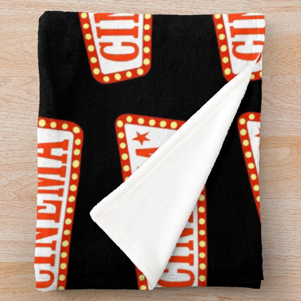 Cozy cinema-inspired plush blanket for a movie night