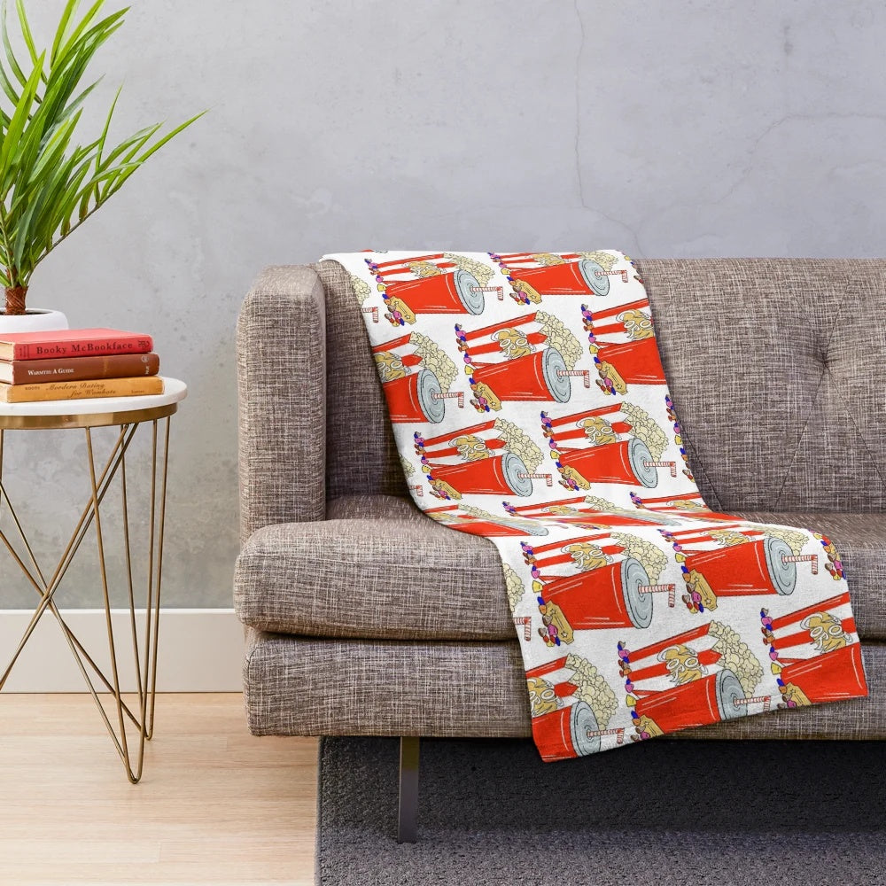 Cinema-themed plush blanket for cozy movie nights
