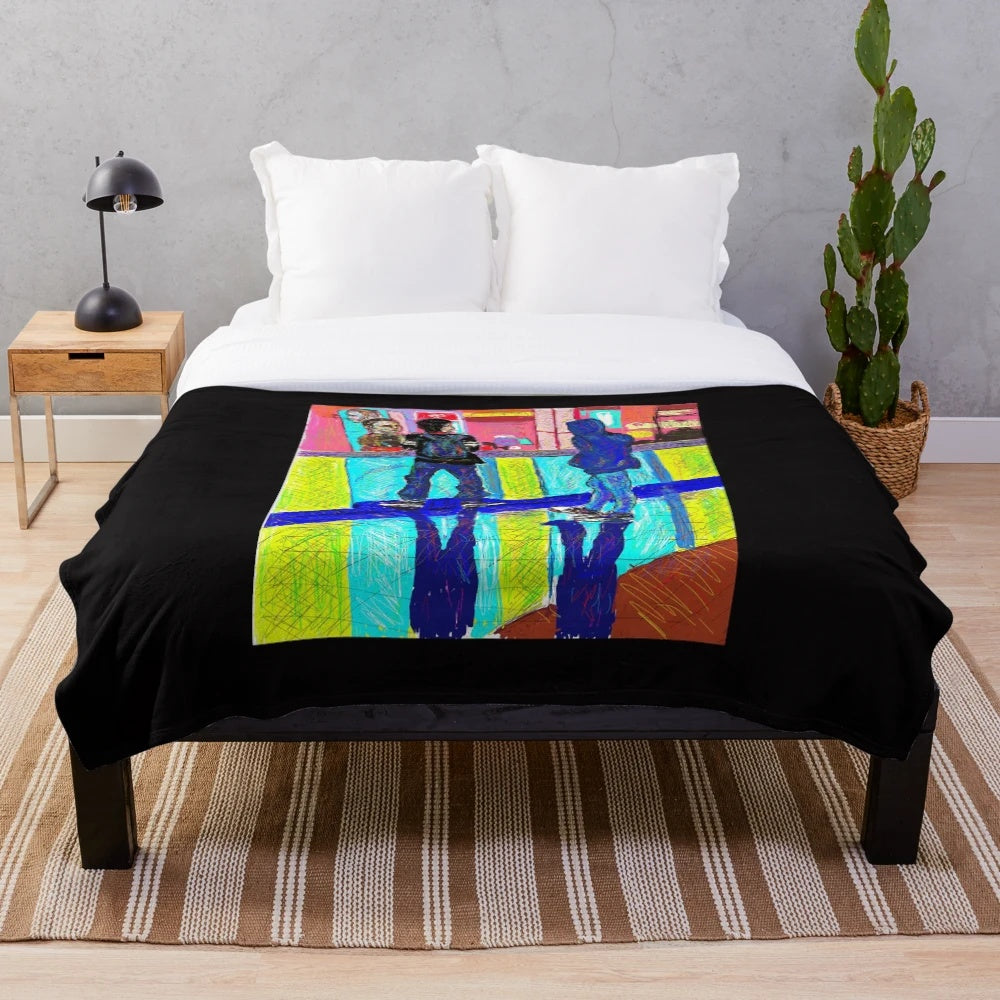 Plush blanket with a cinema-inspired design for a cozy movie-watching experience