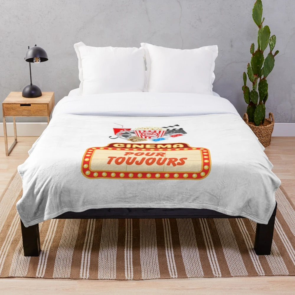 Cozy cinema-themed plush blanket